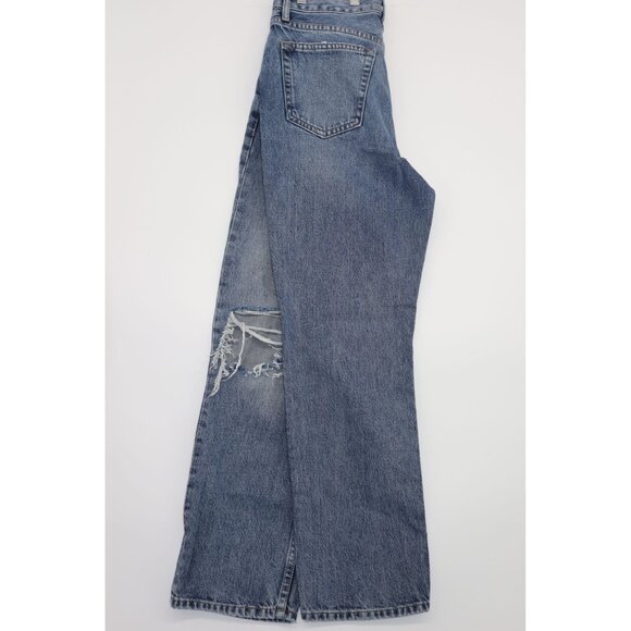 Topshop Blue Distressed High-Rise Mom Jeans W26 L30 Button Fly Denim Pants - Picture 13 of 14